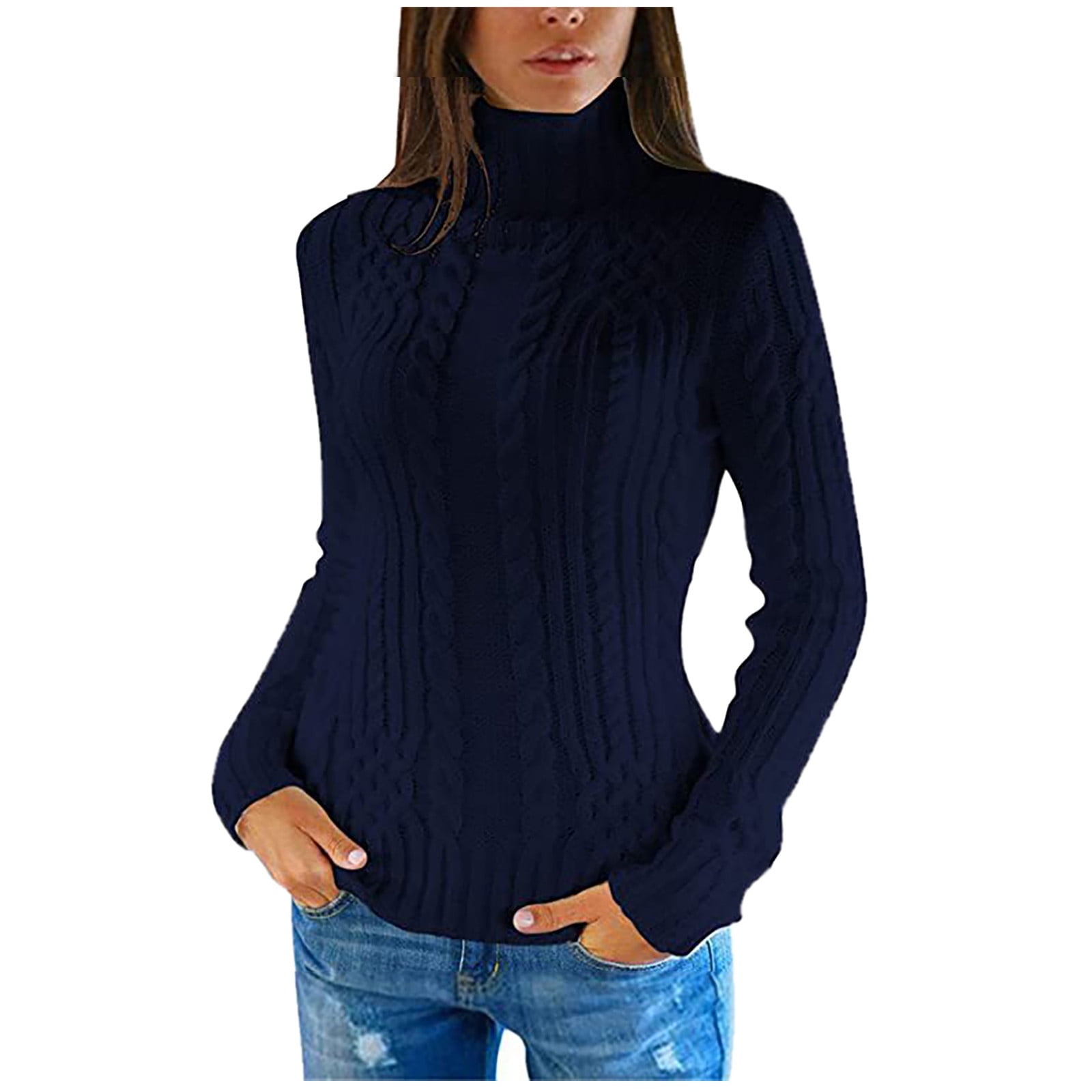 Lastesso Women Knitted Solid Color Jumper Top Crew Neck Fitted Tunic Sweater Elegant Fall Fashion Clothing