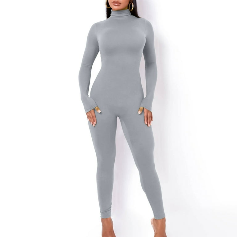 Amidoa Women Long Sleeve Jumpsuit Tracksuit High Neck Running