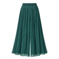 thumbnail image 1 of Amidoa Women's Chiffon Dressy Pants Wide Leg Flowy Palazzo Pants Elastic Waist Trouser Comfy High Waist Yoga Lounge Pant, 1 of 7