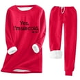 thumbnail image 1 of Amidoa Womens 2 Pcs Pajamas Sets Crewneck Long Sleeve Plush Blouse Tops Pants Winter Warm Homewear for Family, 1 of 4