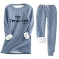 thumbnail image 1 of Amidoa Womens 2 Pcs Pajamas Sets Crewneck Long Sleeve Plush Blouse Tops Pants Winter Warm Homewear for Family, 1 of 4