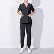 Lastesso Womens Pajama Sets Super Soft Solid Nursing Unit Short Sleeve V-Neck Tops with Jogger Pants Casual Loungewear