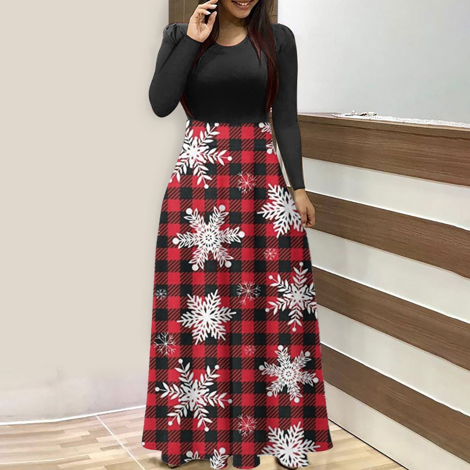 Buffalo plaid top maxi skirt