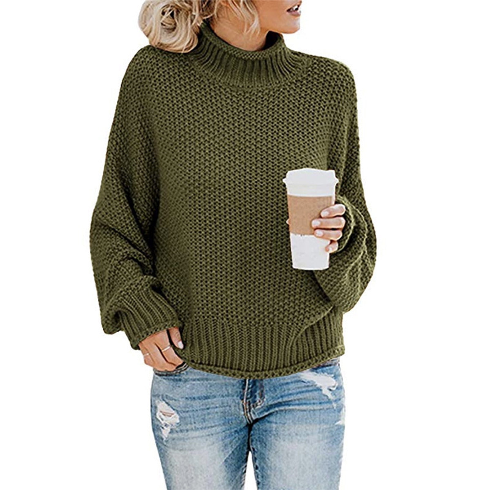 Lastesso Womens Solid Color Knitted Sweater Fitted Crew Neck Sweater ...