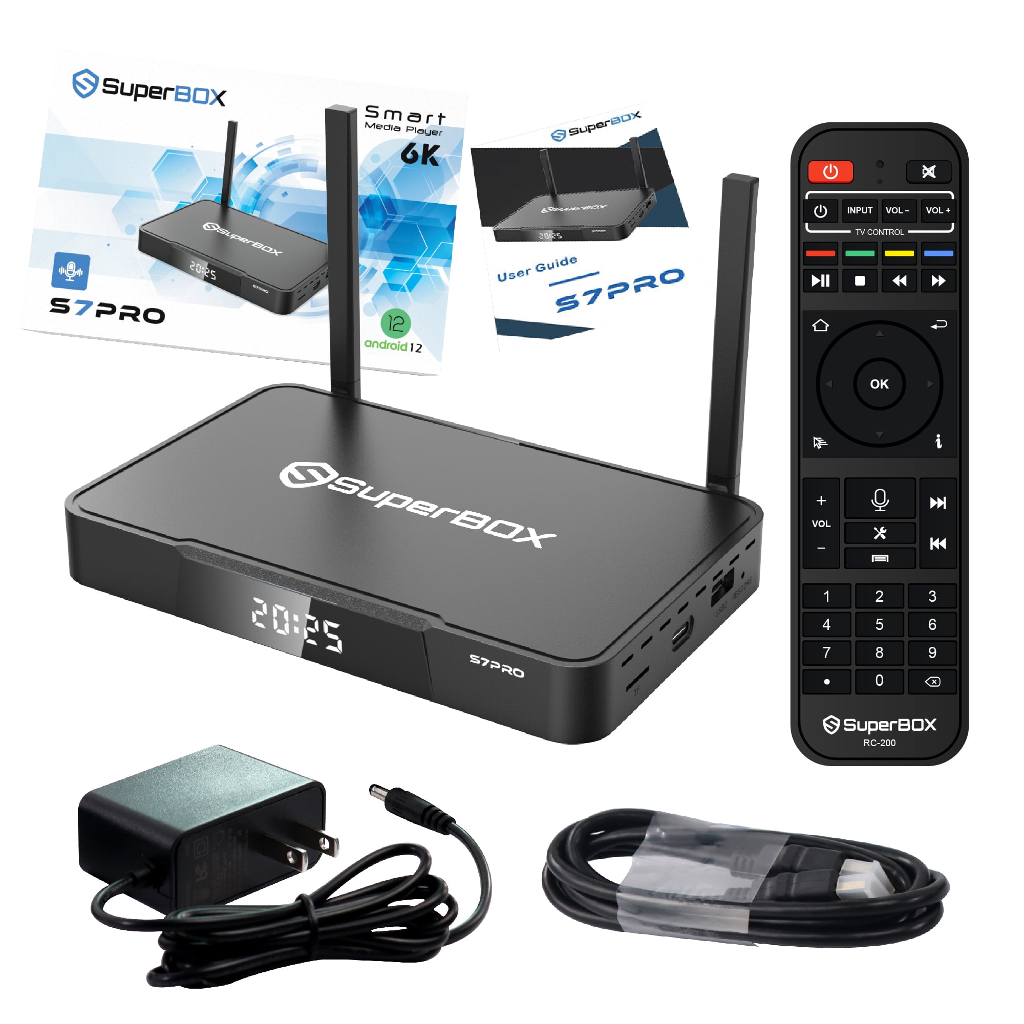 Lastest S7 Pro Superbox for TV 2026 Fully Loaded with Wireless Voice Remote Included, 1000M Ethernet Port Super Box with 4G+32G, 7-day Time Shift for Sports Events