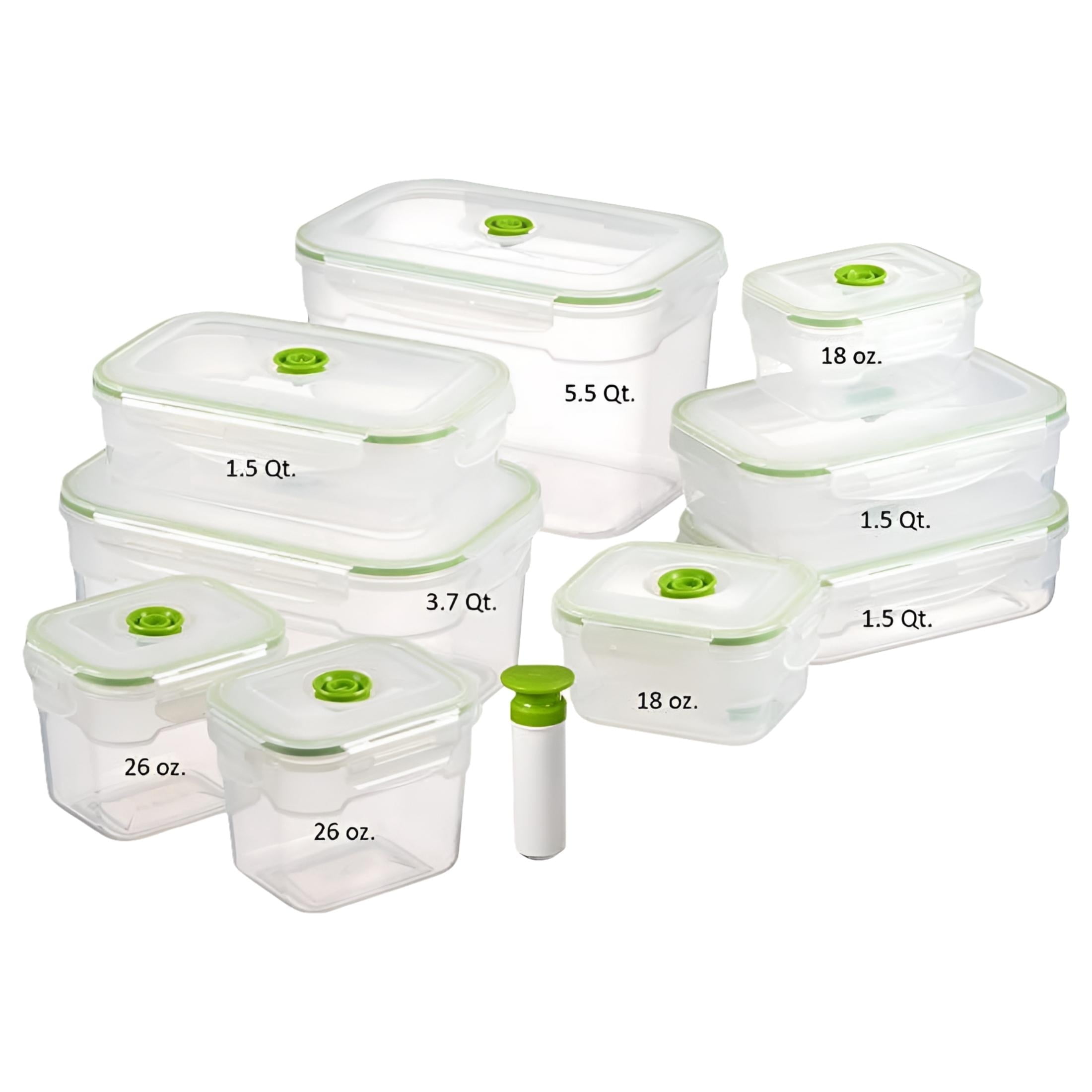 19 Piece Green BPA-Free Vacuum Seal Food Storage Set