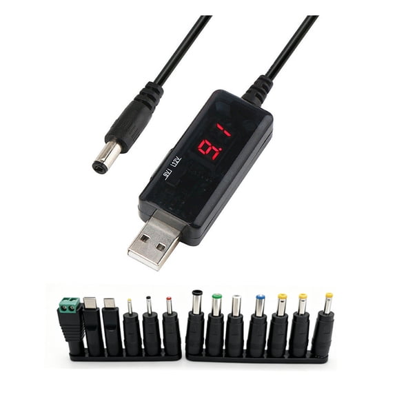 Lasting USB to DC5.5 Boosting Cable with 13 Adapters, Long-lasting for Frequent Handling