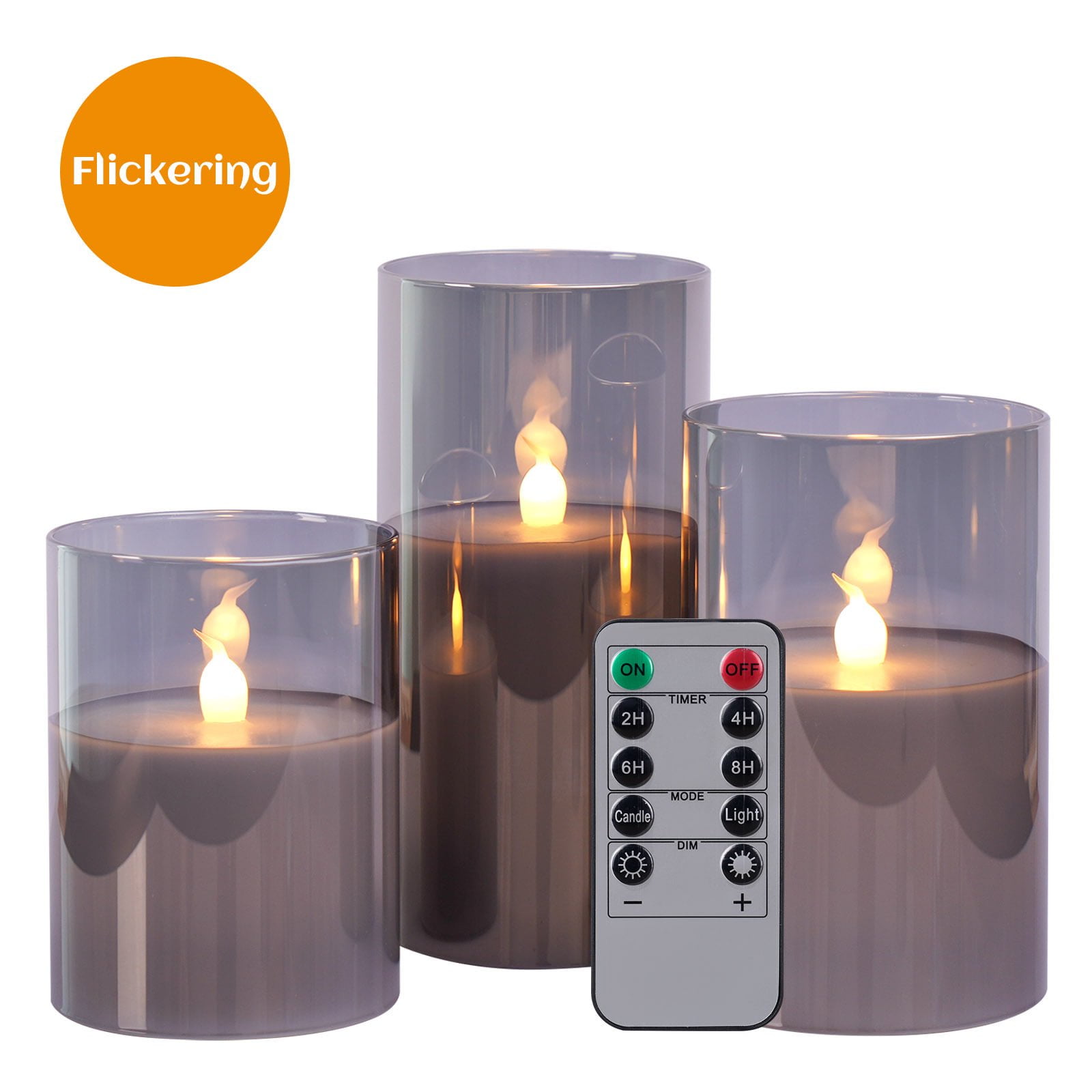 Lasumora Glass Led Candles Flickering Flameless Candles, 3D Flame