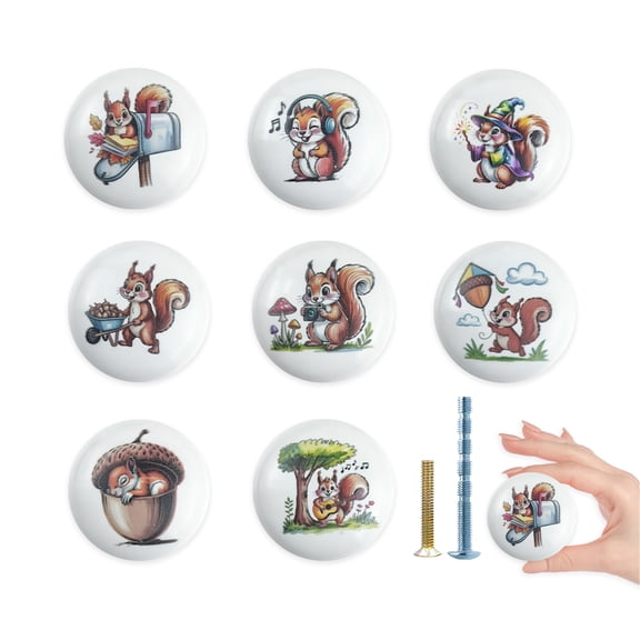Jamjam Ceramic 8 Pack 1.5"Ceramics Woodland Animal Nursery Kids Cabinet Cupboard Wardrobes Decorative Dresser Drawer Handle Pulls and Knobs