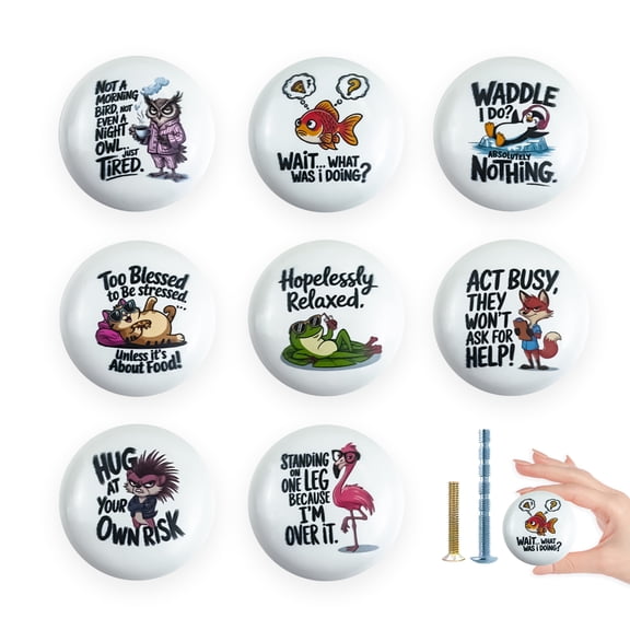 Jamjam Ceramic 8Pack 1.5"Ceramic Fun Unique Cute Animal Decorative Kitchen Cabinet Cupboard Furniture Dresser Drawer Knobs Pull Handles