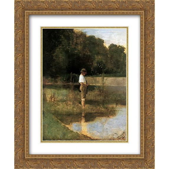 Laszlo Mednyanszky 2x Matted 20x24 Gold Ornate Framed Art Print 'Angler'
