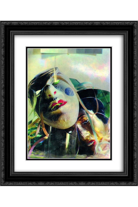 Laszlo Moholy Nagy 2x Matted 20x24 Black Ornate Framed Art Print 'Paul Hartland Carnival. Composition with two masks .'