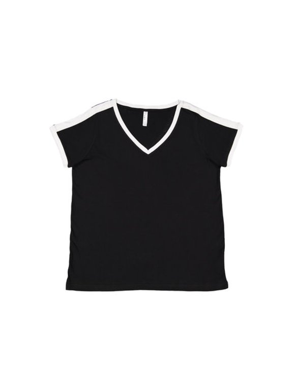 3832 Women's Curvy Soccer Ringer Tee