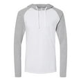 thumbnail image 1 of Lat Apparel 6917 Men's Hooded Raglan Long Sleeve, Blended White/Vn Heather/White, X-Small, 1 of 4