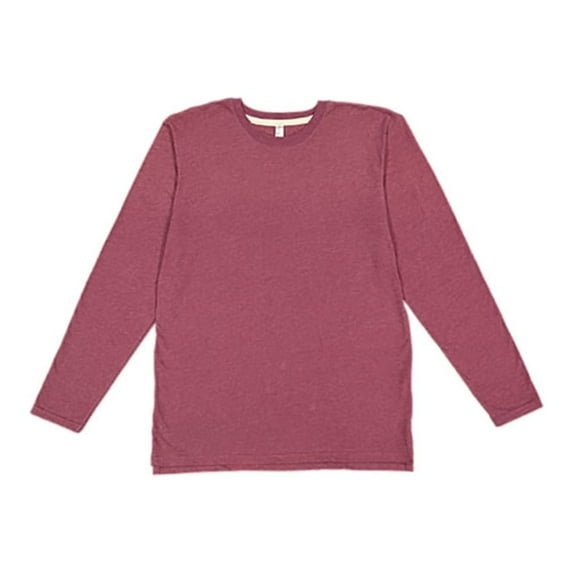 Lat Apparel 6918 Men's Fine Jersey Long Sleeve, Vintage Burgundy/Natural, Large
