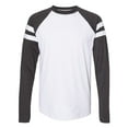 thumbnail image 1 of Lat Apparel 6934 Men's Gameday Mash Up Long Slv, Blended White/Vn Smoke/Blended White, Small, 1 of 3