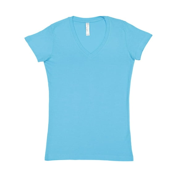 Lat Juniors' V-Neck Longer Length T-Shirt 3607