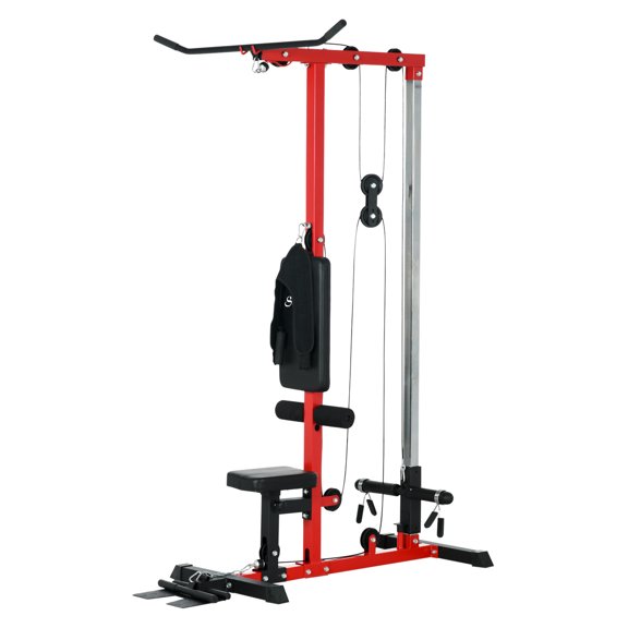 Lat Pulldown Machine, Home Gym Cable Pulley System - Red