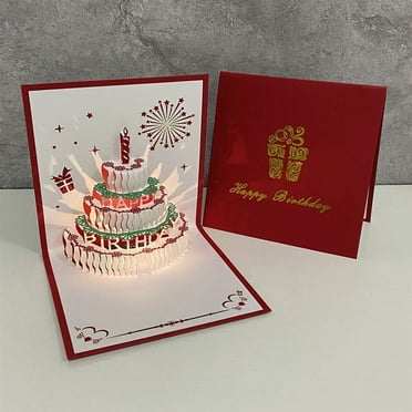 eZAKKA Happy Birthday Cake Pop Up Card 3D Greeting Card Best Birthday ...