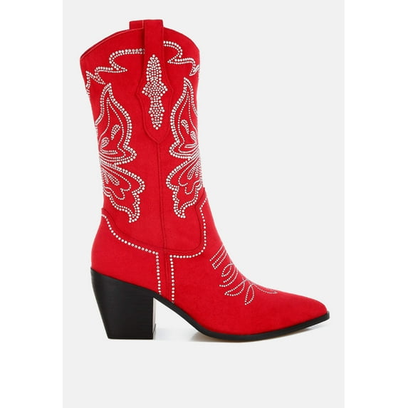 Latafa Rhinestones Embellished Cowboy Boots
