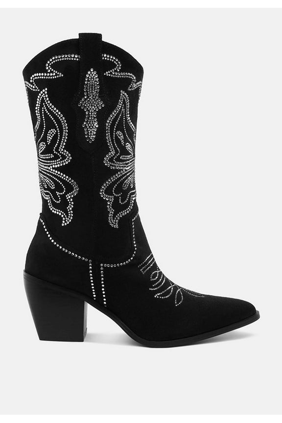 Latafa Rhinestones Embellished Cowboy Boots