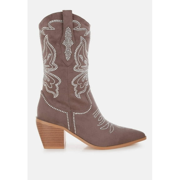 Latafa Rhinestones Embellished Cowboy Boots