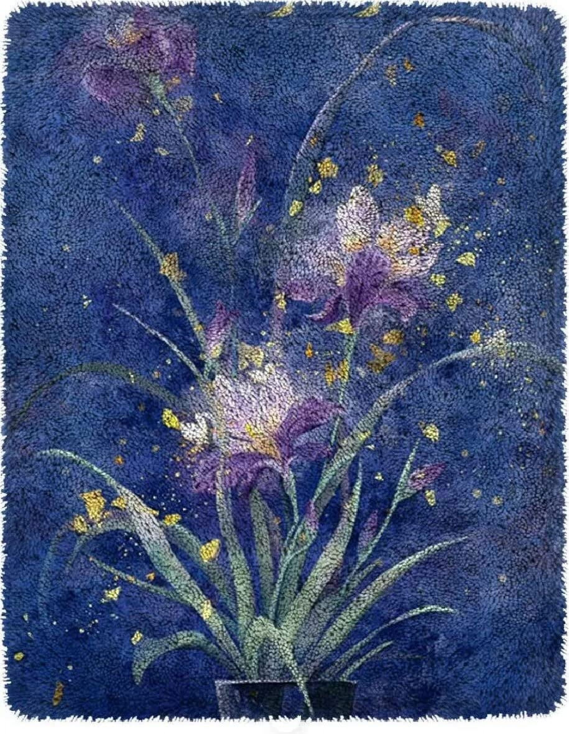 Latch Hook Carpet Kit for Adults Kids Beginners DIY Orchid Handmade Rug