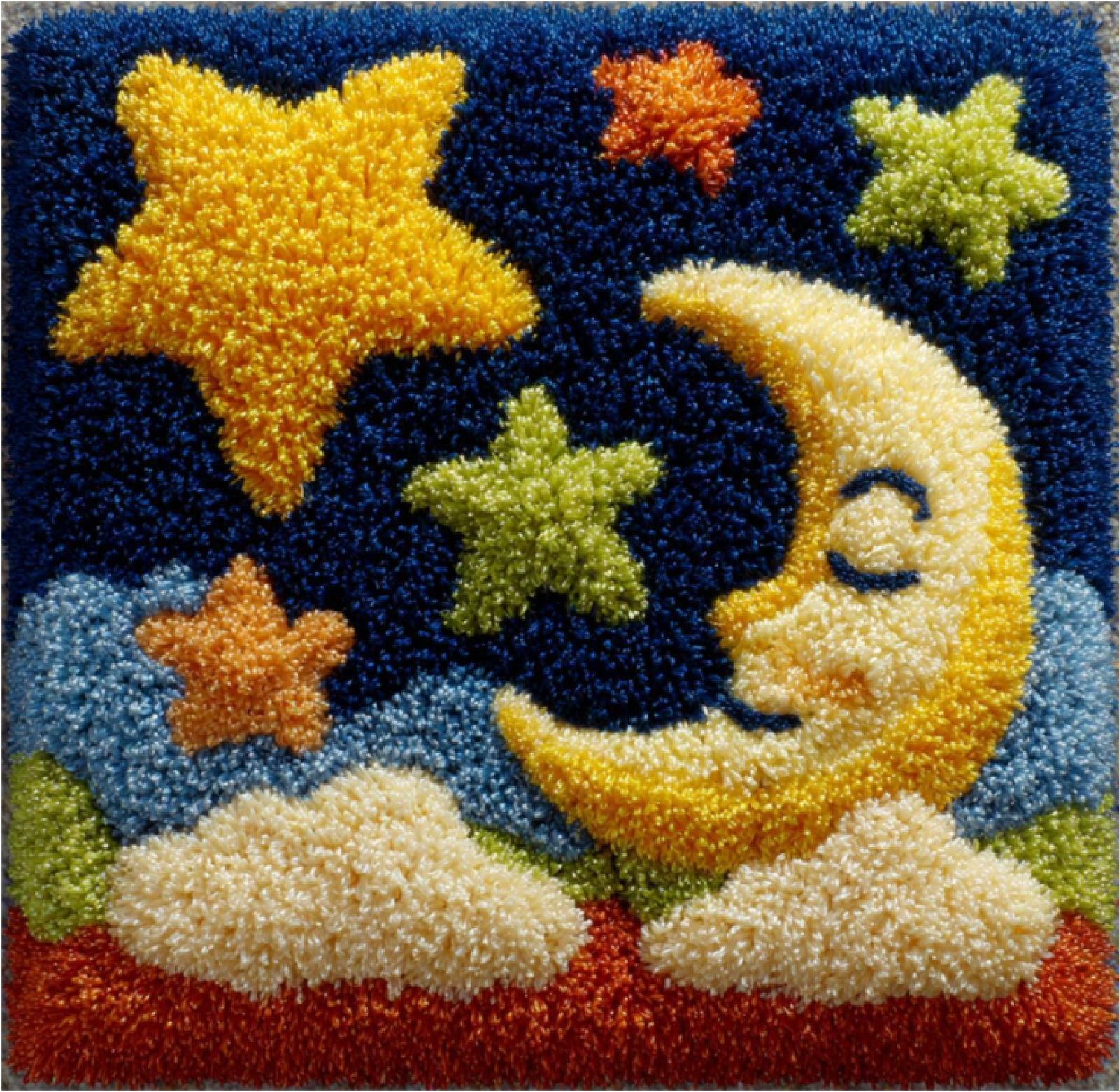 Latch Hook Cushion Craft Kits Cartoon Stars And Moon Latch Hook Kit For Adults Beginners Embroidery Crochet Set DIY Throw Pillow Covers Kits 43x43cm