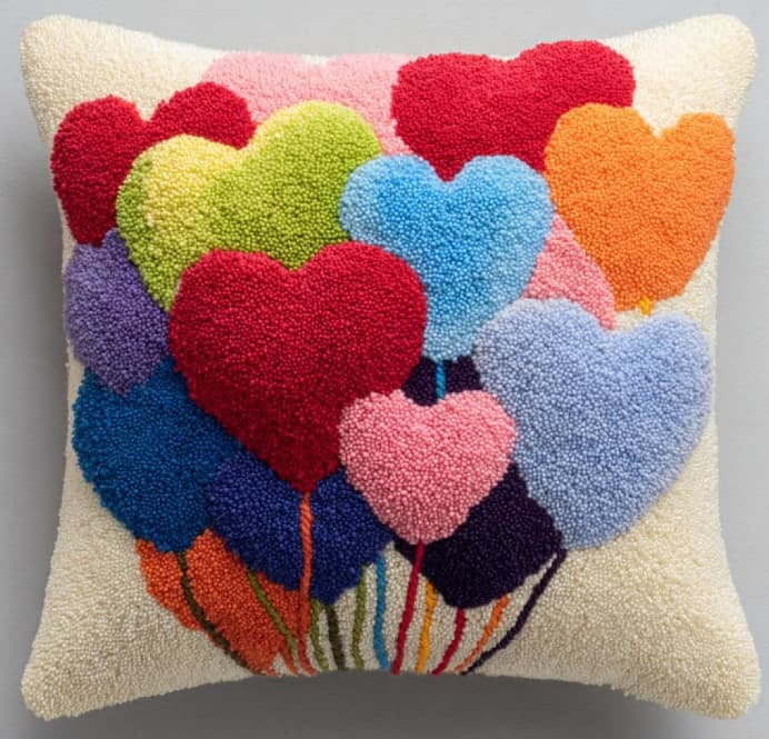 Latch Hook Cushion Kit, Balloon Knitting Kits Cushion, Rug Making Kit For Starters, Latch Hook Kit For Beginners Adults, Latch Hook Kit 43X43Cm