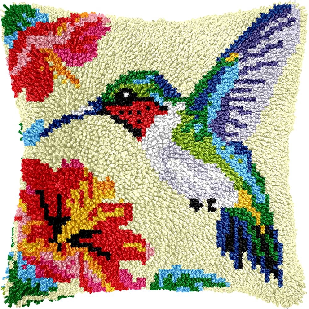 Latch Hook Cushion Kit, Bird Knitting Kits Cushion, Rug Making Kit For Starters, Latch Hook Kit For Beginners Adults, Latch Hook Kit 43X43Cm