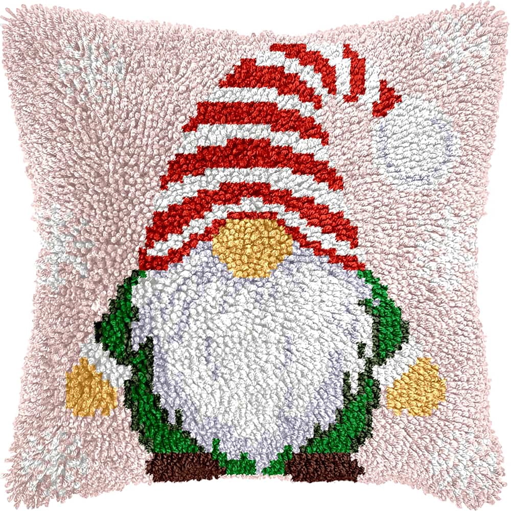Latch Hook Cushion Kit, Dwarfs Knitting Kits Cushion, Rug Making Kit For Starters, Latch Hook Kit For Beginners Adults, Latch Hook Kit 43X43Cm