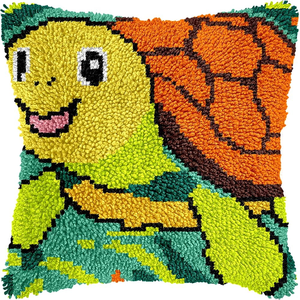 Latch Hook Cushion Kit, Sea Turtle Knitting Kits Cushion, Rug Making Kit For Starters, Latch Hook Kit For Beginners Adults, Latch Hook Kit 43X43Cm