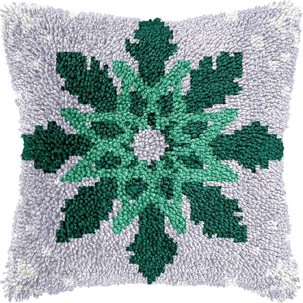 Latch Hook Cushion Kit, Snowflake Knitting Kits Cushion, Rug Making Kit For Starters, Latch Hook Kit For Beginners Adults, Latch Hook Kit 43X43Cm