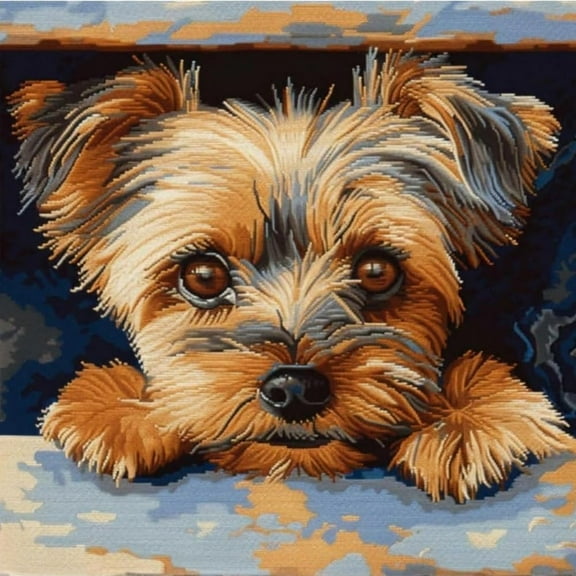 Latch Hook Cushion Kits for Adults Brown Puppy Dog Rug Cover Pillowcase Kids Beginner DIY Needlework Embroidery Kits Handmade Set Craft Sofa Home Decor 43x43cm