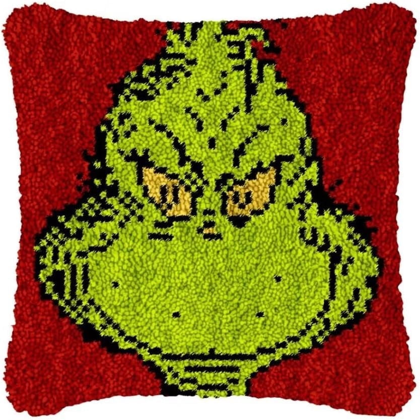 Latch Hook Cushion Kits for Adults, Latch Hook Pillow Case Kits Embroidery Kits 17X17Inch, DIY Needlework Pillow Cover Sofa Cushion Rug Making Kits, DIY Craft Kits 43x43 cm - Pillowcase