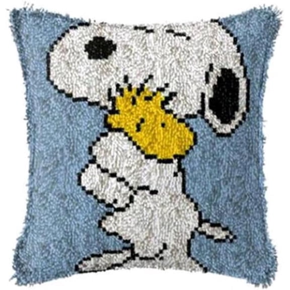 Latch Hook Cushion Kits for Adults, Latch Hook Pillow Case Kits Embroidery Kits 17X17Inch, DIY Needlework Pillow Cover Sofa Cushion Rug Making Kits, DIY Craft Kits 43x43 cm - Pillowcase