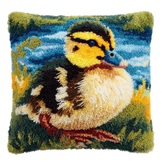 Latch Hook Cushion Kits Duck 43X43Cm Latch Hook Pillow Case Kits Embroidery,Diy Needlework Pillow Cover Sofa Cushion Rug Making Kits For Adults,Craft Kits Home Decor