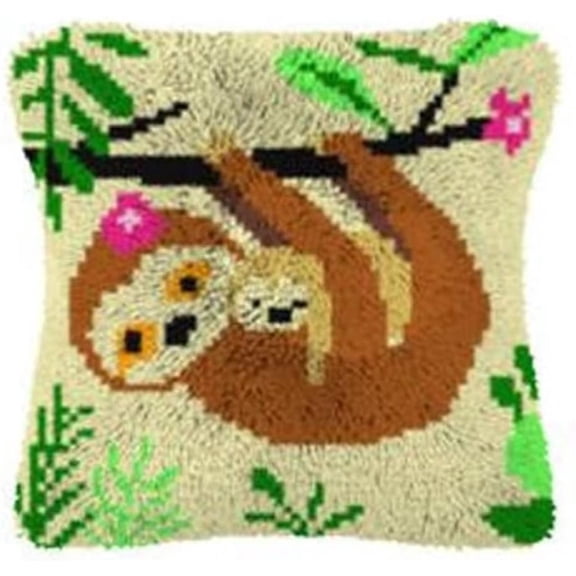 Latch Hook Cushion Kits, Latch Hook Pillow Case Kits Embroidery Kits Carpet Set17X17Inch, DIY Needlework Pillow Cover Sofa Cushion Rug Making Kits, DIY Craft Kits (43x43 cm)
