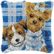 Latch Hook Cushion Kits, Latch Hook Pillow Case Kits Embroidery Kits Carpet Set17X17Inch, DIY Needlework Pillow Cover Sofa Cushion Rug Making Kits, DIY Craft Kits (43x43 cm)