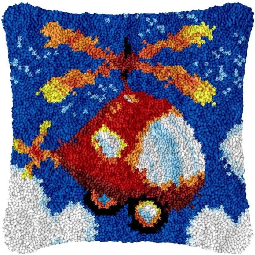 Latch Hook Cushion Kits, Latch Hook Pillow Case Kits Embroidery Kits Carpet Set17X17Inch, DIY Needlework Pillow Cover Sofa Cushion Rug Making Kits, DIY Craft Kits (43x43 cm)