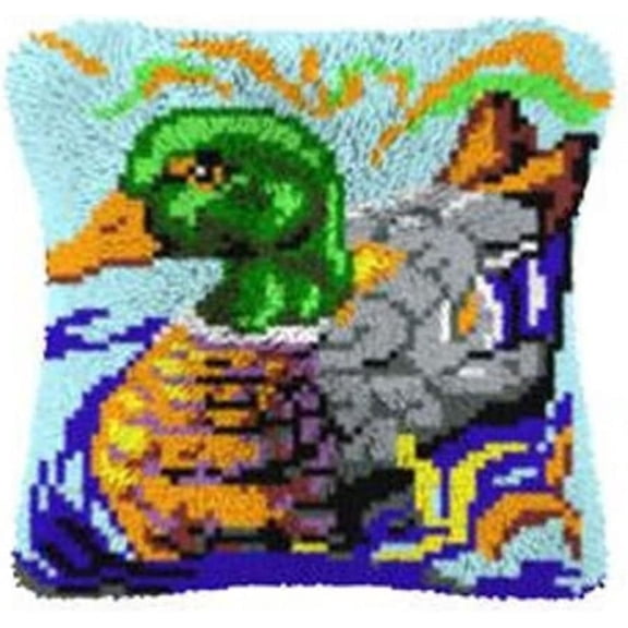 Latch Hook Cushion Kits, Latch Hook Pillow Case Kits Embroidery Kits Carpet Set17X17Inch, DIY Needlework Pillow Cover Sofa Cushion Rug Making Kits, DIY Craft Kits (43x43 cm)