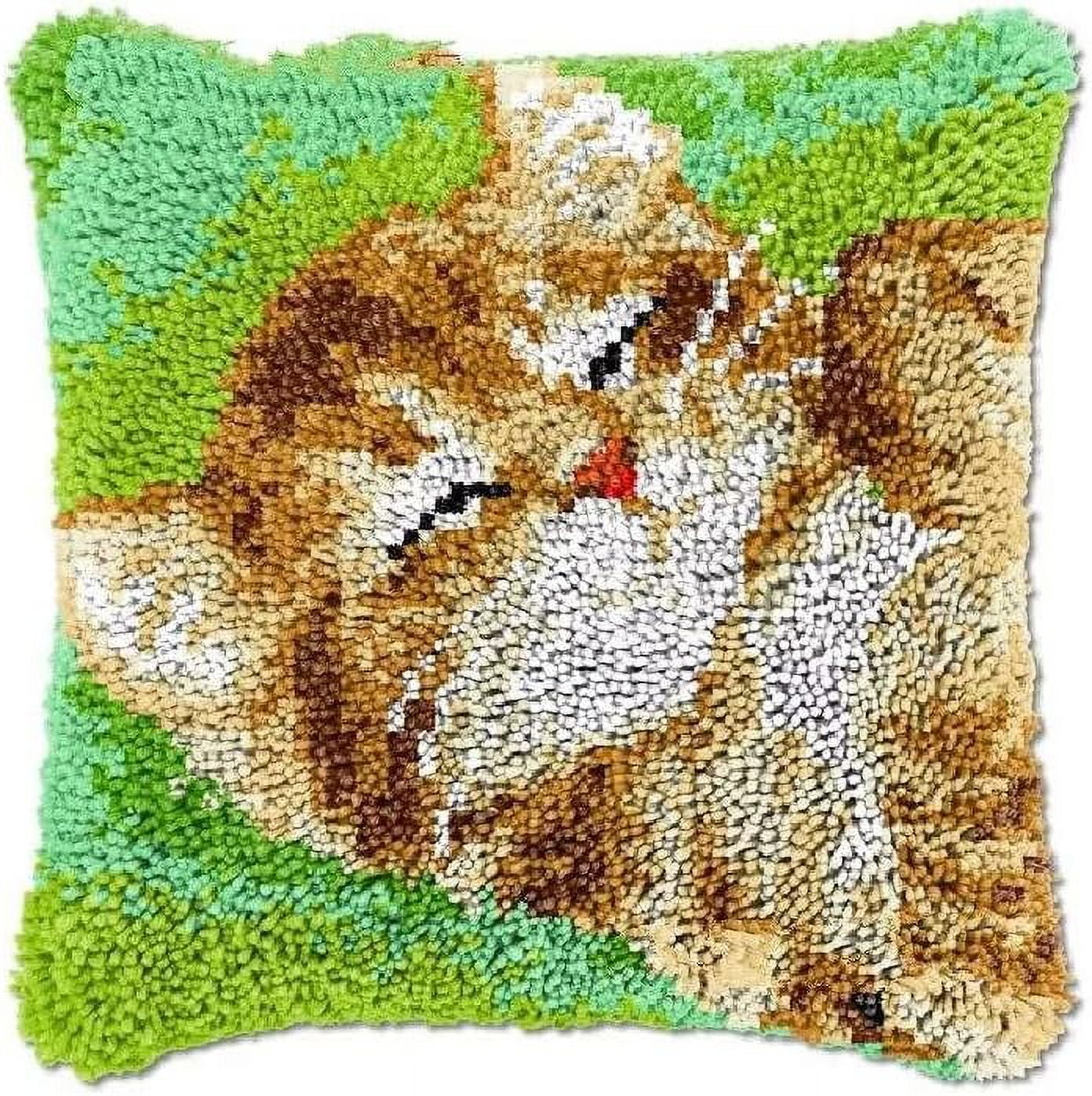 Latch Hook Cushion Kits,  Sleepy Cat | DIY Needlework Pillow Cover Sofa Cushion Rug Making Kits, DIY Craft Kits 43×43cm/17*17in