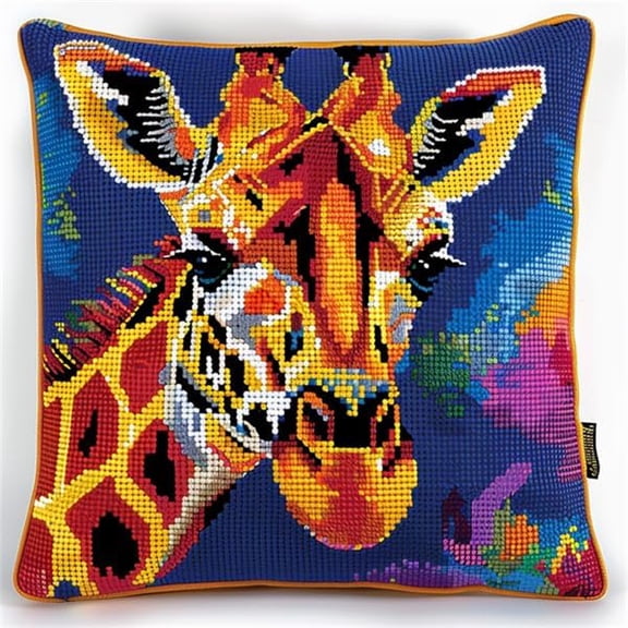 DIY Latch Hook Kits Latch Hook Kit Giraffe Needlework Pillow Cover 43cmX43cm DIY Hooks Knitted Embroidered Carpet Pillow Embroidery Latch Hook Carpet Kit