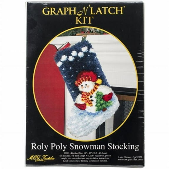 Latch Hook Kit 12"X17"-Roly Poly Snowman Stocking, Pk 1, M C G Textiles