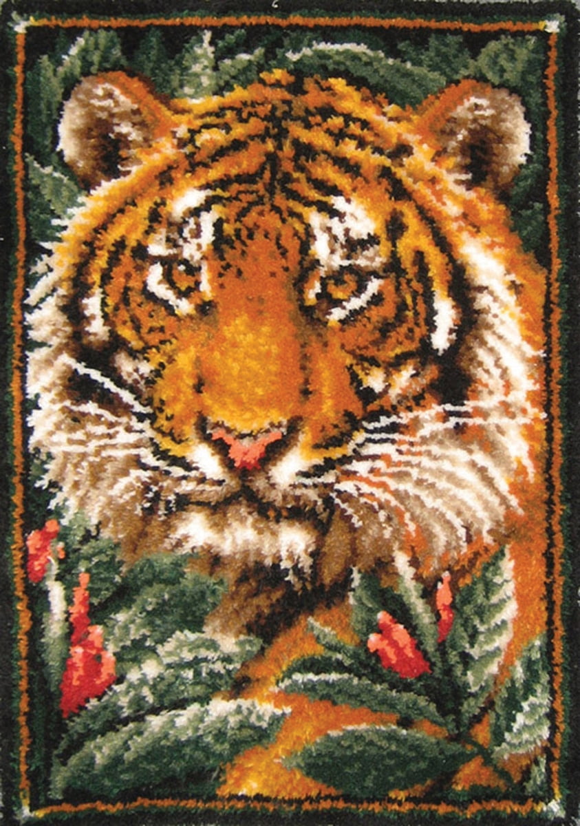 Tiger Latch Hook Rugs Kits for Adults with printed pattern Smyrna