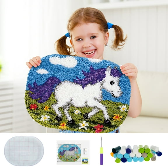 Latch Hook Kit for Adults Kids Cute Cartoon Animal Theme Latch Hook Rug Kits DIY Rug Making Kit Multipurpose DIY Latch Hook Kit for Decoration and Present 50x36cm