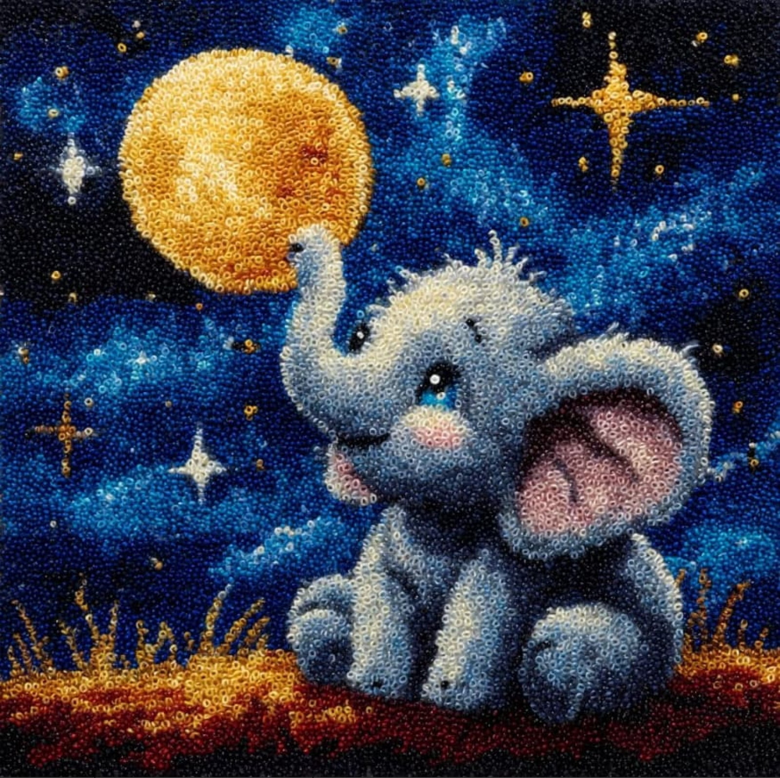 Latch Hook Kit For Adults, Latch Hook Pillow Case Kits,Elephant Diy Latch Hook Cushion Kits 17X17Inch, Cross Stitch Embroidery Kits Latch Hook Pillow Cover Kits Home Decor