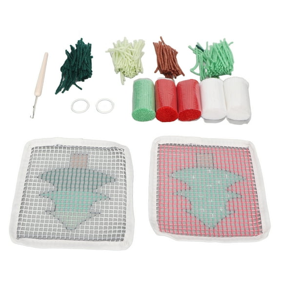 Latch Hook Kit Cute Christmas Tree Pattern DIY Crochet Cup Mat Latch Hook Rug