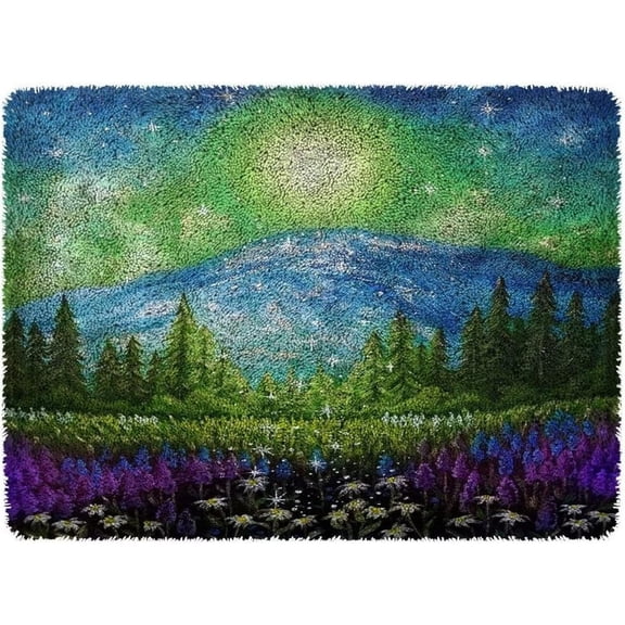Latch Hook Kit, Embroidery Creative Craft Home Decor Ideal for Learning Rug Making Scenery DIY Throw Rug Cover Sofa Cushion Cover Latch Hook Rug Kit 20*15in