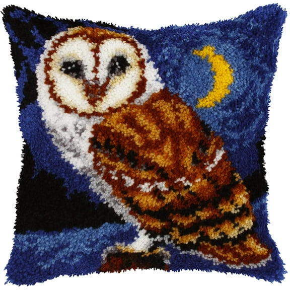 Latch Hook Kit,  Owl | Crocheting Carpet Rug Yarn Sofa Cushion Mat Tapestry DIY Carpet Arts Crafts 43×43cm/17*17in